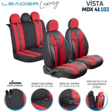 Deniz Tuning Seat Arona Lüx Uyumlu Deri Detaylı Oto Koltuk Kılıfı 5'Li Set Tam Takım Vista Siyah Kırmızı