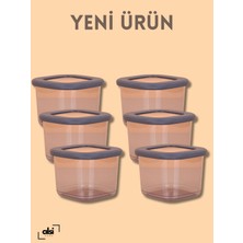 Alsi Home Etiket Hediyeli 6’lı Küçük Boy Kare Erzak-Bakliyat Saklama Kabı Seti 550 ml