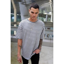 Ceyss Design Unisex Oversize Çizgili Tshirt