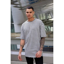 Ceyss Design Unisex Oversize Çizgili Tshirt