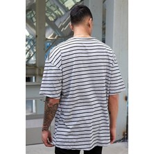 Ceyss Design Unisex Oversize Çizgili Tshirt