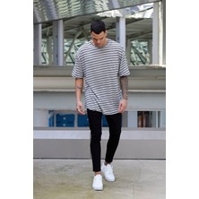 Ceyss Design Unisex Oversize Çizgili Tshirt
