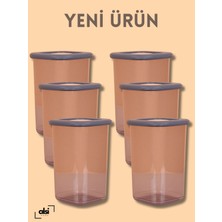 Alsi Home 6’lı Orta Boy Kare Erzak-Bakliyat Saklama Kabı Seti 1200 ml