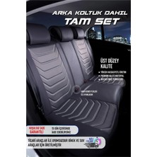 Asya Dacia Sandero Uyumlu Lüks Deri Oto Koltuk Kılıfı Ön/Arka Set (Asya Seri) Füme