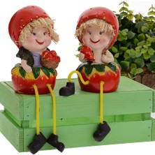 Elifeshop Ayakları Sallanan Çilek Kafalar Biblo Dekoratif Obje Hediyelik Ürün Vitrin Süsü Ev Hediyesi 24 Cm.