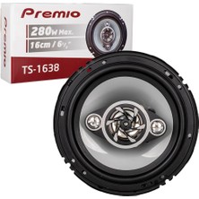 Premıo TS-1638 6'' 16 cm 280 Watt Tweeterlı Kapaklı Oto Hoparlör (2'li Takım)