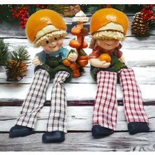 Elifeshop Ayakları Sallanan Portakal Kafalar Biblo Dekoratif Obje Hediyelik Ürün Vitrin Süsü Ev Hediyesi 15 cm