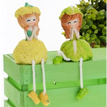 Elifeshop Ayakları Sallanan Karnabahar & Lahana Gövdeler Biblo Dekoratif Hediye Vitrin Süsü Ev Hediyesi 20 Cm.