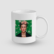 Offo Frida Kahlo Portre Baskılı Beyaz Porselen Kupa Bardak