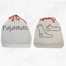 Moy Bag Baskılı Pamuk Kese Çorap Pijama Bavul Düzenleyici Organizer -2’li Set