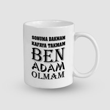 Offo Ben Adam Olmam Yazan Beyaz Porselen Kupa Bardak