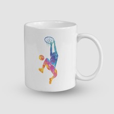 Offo Rengarenk Basketbolcu Tasarımlı Beyaz Porselen Kupa Bardak