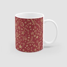 Offo Mutlu Yıl Tasarımlı Kaplama Beyaz Porselen Kupa Bardak