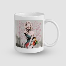 Offo Marilyn Monroe Beauty Tasarımlı Beyaz Porselen Kupa Bardak