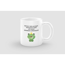 Offo Lip Gloss Sürerken Görmüşler Esprili Beyaz Porselen Kupa Bardak