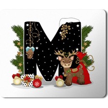 Art Hediye Yeni Yıl Merry Christmas Yılbaşı'na Özel M Harfi Mousepad Mouse Pad
