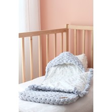 Bugula Mevlüt Hediyesi Portbebe Panduf 2’li SET 0-12M Gri Mavi Erkek Alize Puffy İp Bebek Kundağı OEKO TEX Sertifika