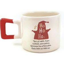 Mor Mürekkep Getirmezse Koy G.tüne Gitsin Baskılı Kırmızı Kulplu Kare Yılbaşı Kupası