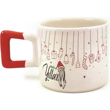 Mor Mürekkep Mutlu Yıllar Asılı Yılbaşı Süsleri Baskılı Kırmızı Kulplu Kare Yılbaşı Kupası