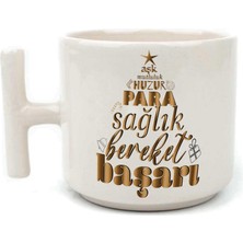 Mor Mürekkep Dilek Ağacım Baskılı Beyaz Kulplu T Yılbaşı Kupası