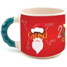 Mor Mürekkep Kişiye Özel Dilekler ile 2024 Tam Tur Baskılı Yeşil Kulplu Boncuk Yılbaşı Kupa