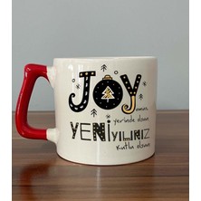 Mor Mürekkep Joyumuz Yerinde Olsun Baskılı Kırmızı Kulplu D Yılbaşı Kupası