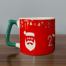 Mor Mürekkep 2024 Noel Baba Tam Tur Baskılı Yeşil Kulplu D Yılbaşı Kupası