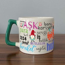 Mor Mürekkep Dilekler Baskılı Yeşil Kulplu D Yılbaşı Kupası