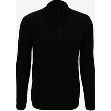 Fabrika Bato Yaka Basic Jakarlı Siyah Erkek Kazak F3WM-KZK157
