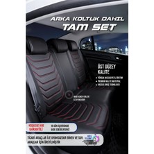 Asya peugeot 405 Uyumlu Lüks Deri Oto Koltuk Kılıfı Ön/arka Set (Asya Seri) Siyah-Kırmızı