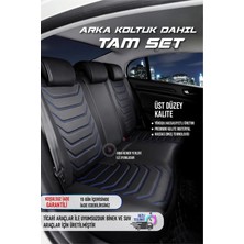 Asya fiat Palio Uyumlu Lüks Deri Oto Koltuk Kılıfı Ön/arka Set (Asya Seri) Siyah-Mavi