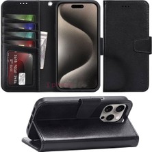 SPHONE Apple iPhone 15 Pro Max Kılıf Wallet Kartvizitlik Cüzdan Kapaklı Magnet Kopçalı Stand 360 Koruma Deri Doku