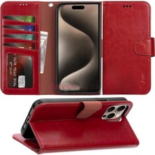 SPHONE Apple iPhone 15 Pro Max Kılıf Wallet Kartvizitlik Cüzdan Kapaklı Magnet Kopçalı Stand 360 Koruma Deri Doku