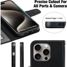 SPHONE Apple iPhone 15 Pro Max Kılıf Wallet Kartvizitlik Cüzdan Kapaklı Magnet Kopçalı Stand 360 Koruma Deri Doku