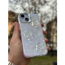 SPHONE Apple iPhone 15 Kılıf Hologramlı Renkli Kalp Kurdele 3D Kabartmalı Ayıcık Kabartmalı Emoji Kristal Şeffaf