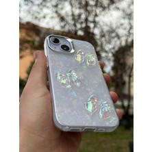 SPHONE Apple iPhone 15 Kılıf Hologramlı Renkli Kalp Kurdele 3D Kabartmalı Ayıcık Kabartmalı Emoji Kristal Şeffaf