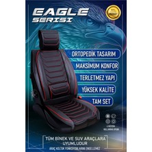 Asya Seat Ateca Uyumlu Lüks Deri Oto Koltuk Kılıfı Ön/arka Set (Asya Seri) Siyah-Kırmızı