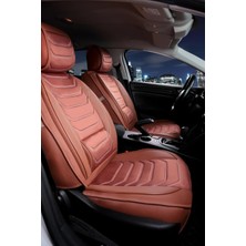 Asya Seat Ateca Uyumlu Lüks Deri Oto Koltuk Kılıfı Ön/arka Set (Asya Seri) Tarçın