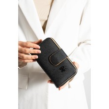 Impolo Nili Siyahtabagofraj Baskı Kadın El Cüzdanı 10X17 Ebatında