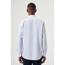Bisse Regular Fit Çizgili Mavi Erkek Gömlek GM23Y231041_D35