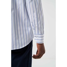 Bisse Regular Fit Çizgili Mavi Erkek Gömlek GM23Y231041_D35