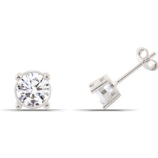 Parmas Design Zirkon Taşlı 4 mm 925 Ayar Gümüş Kadın Küpe