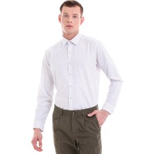 Hatemoğlu Bordo Slim Fit Baskılı Pamuklu Slim Yaka Uzun Kollu  Klasik Gömlek