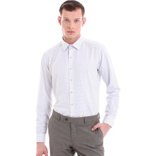 Hatemoğlu Lacivert Slim Fit Baskılı Pamuklu Slim Yaka Uzun Kollu  Klasik Gömlek
