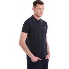 HTML Lacivert Regular Fit Düz 100% Pamuklu Polo Yaka Tişört