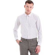 Hatemoğlu Bordo Slim Fit Baskılı Pamuklu Slim Yaka Uzun Kollu Klasik Gömlek