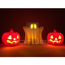 Dorden 3D Cadılar Bayramı Hallowen Balkabağı ve Hayalet Temalı Tealight Mumluk Dekor Set