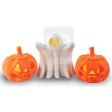 Dorden 3D Cadılar Bayramı Hallowen Balkabağı ve Hayalet Temalı Tealight Mumluk Dekor Set