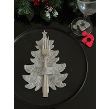 Masalsı Concept Gri Keçe 6 Adet Dekoratif Yılbaşı Çam Ağacı Kaşıklık