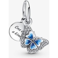 Pandora Kelebek ve Yazılı Charm 790757C01-MAVI Gümüş Malzeme ile Zarif Tasarım